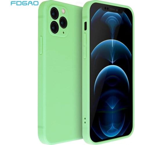 Square Liquid Silicone Phone Case For iPhone 12 11 Pro Max Mini XS XR X 8 7 Plus SE 2 2020 Full Body Protection Shockproof Cover