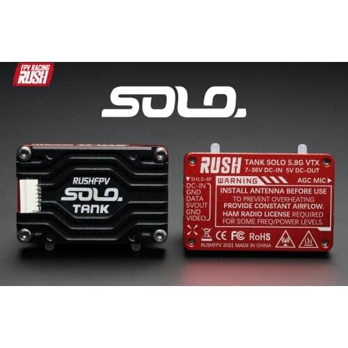 RUSH SOLO 5.8G 48CH/37CH(US) Raceband PIT/25-1.6W Switchable VTX CNC shell for RC FPV Racing Freestyle