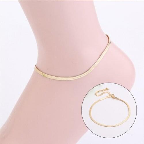 Women Girls Adjustable Anklet Simple Gold Silver Color Chain Fashion Boho Ankle Bracelet Jewelry Metal Beach Accessories Anklets