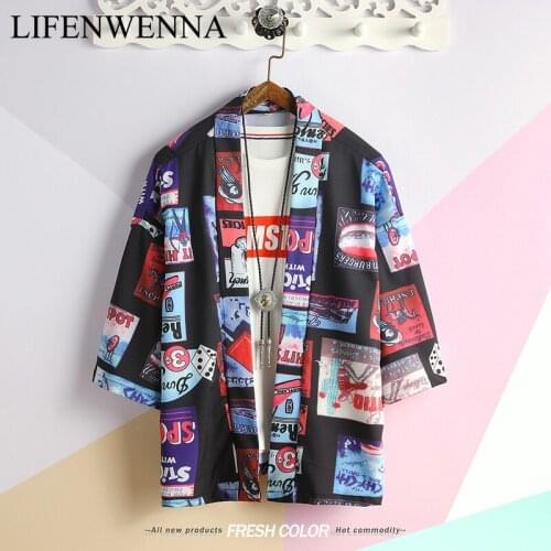 Japanese Streetwear Short Sleeve Shirt Men Hip Hop Ukiyoe Casual Shirt 2019 Man Summer Fashion Soft Hawaiian Shirts 4XL 5XL