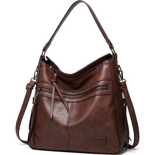 Messenger Bags Shoulder Handbags Female Travel 2021 Body Bag Vintage PU Leather Crossbody New Women Multi Zipper Tassel Fashion