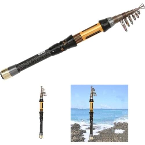 Fishing Rod Super Short Fishing Rod with Golden Colorful Guide Ring for Travel,Winter Fishing