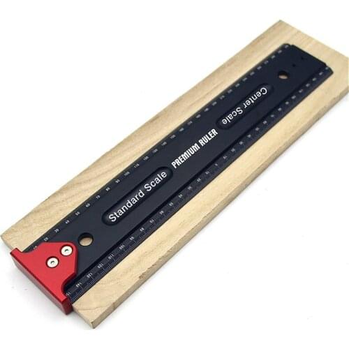 Aluminum Alloy Scribing Ruler W/ Hook Stop Woodworking T-shaped Crossed Line Marking Gauge Precison Measuring Tools