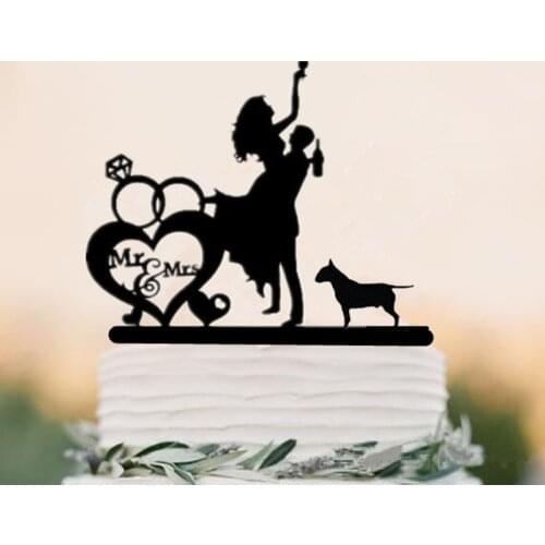 Happy Family Style Bride & Groom Wedding Cake Topper with a Boy Cake Decoration Supplies Mum Dad and Son Birthday Topper