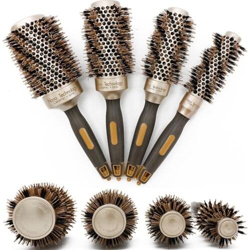 High Quality Bristle Aluminum Round Brush Hairdresser New Professional Comb For Curly Hair Styling Brushes Hair Tools Salon