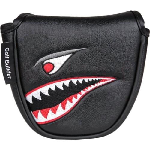ELOS-1Pc PU Leather with Shark Embroidery Magnet Golf Mallet Putter Head Cover Golf Club Putter Headcovers