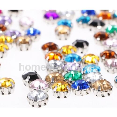 100 Pieces Sew On Diamante Crystals Acrylic Rhinestone Embellishment 8mm/10mm