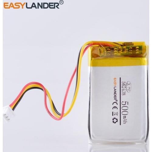 3 thread 3.7V 500mAH 562438 PLIB polymer lithium ion battery for mp3 mp4 DVR Sho-me Combo 1 Shome combo A1 602535 552535