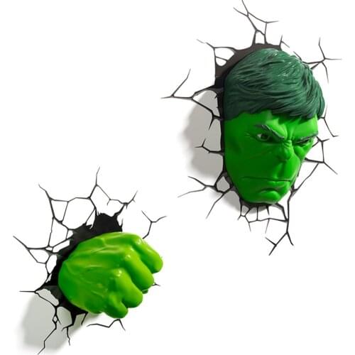 3D Hulk Marvel Creative LED Wall Lamp Decor Avengers Marvel Night Light for Christmas Kids Bedroom Gift Battery Operated
