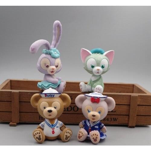 4Pcs/Set Disney Anime Cartoon Duffy StellaLou Stella Pvc Dolls Toy Kawaii Rabbit Bear Model Toys Kids Gift