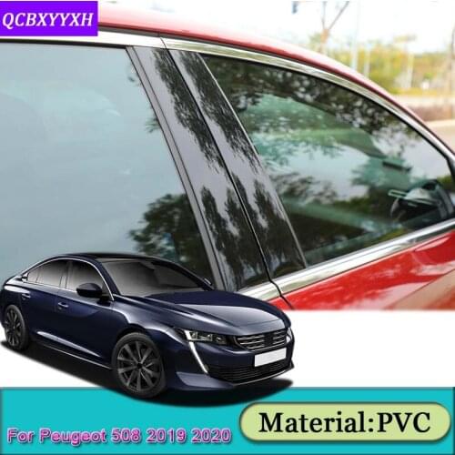 6pcs Car Styling For Peugeot 508 2019 2020 Car Window Trim Sticker Middle Column Stickers PVC External Accessories