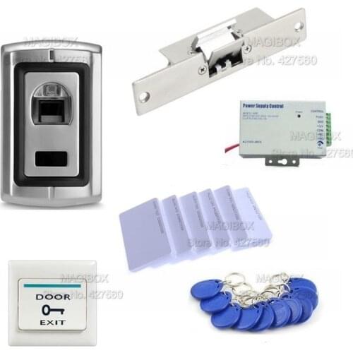 ACSS19 Fingerprint & ID/EM Reader Door Access Control System Kit +Electric Strike Lock NO+Power Supply+ Switch