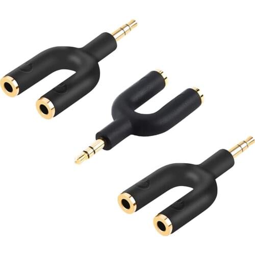 Headphone Splitter Adapter, [3-Pack] Aux Stereo Y Jack Splitter Adaptor 3.5mm Male to 2 Port 3.5mm Female Compatible with Headse
