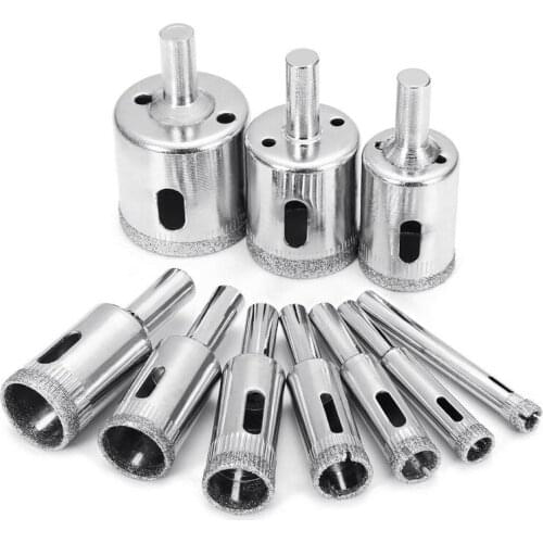 Diamond Drill Bits,10Pcs 6-32mm Hole Saw Diamond Drill Bit Hollow Core Drill Bit Set for Diamond Coating, Carbon Steel for Glass