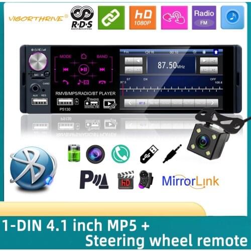 1 Din Car Radio 7" HD Audio Stereo Multimedia Player Bluetooth MP5 Player Autoradio Touch Screen AM FM Radio RDS U-disk AUX Play