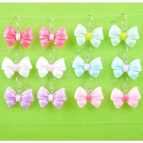 DIY fashion resin jewellery girls bowknot bow tie earrings drop dangle earrings earing jewelry women boutique bijoux ornament