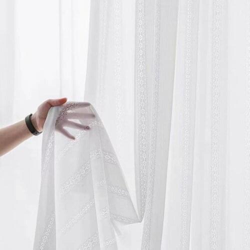 Elegant Brand New Japanese Lace White Semi Window Curtains Tulle for Living Room Panels Veil Sheer Window Treatment Panel Draper