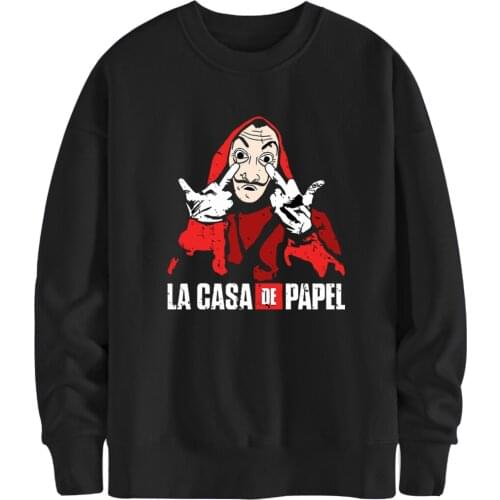 La casa de papel Fleece Sweatshirts Man Hoody Fashion New Arrival Clothes Streetwear Harajuku Tracksuits Black Moleton Masculino
