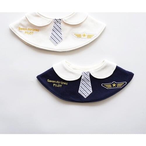 Ins Nordic wind 360 round rotating cotton bib waterproof embroidery aircraft anime saliva towel baby bib