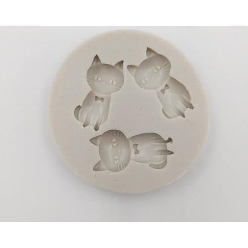 Minsunbak Cake Tools Three Kittens Silicone Mold Cake Fondant Decoration Tool Chocolate Gumpaste Mold