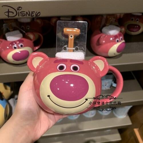 Disney Ceramic Cup Toy Story Strawberry Bear Cartoon Large Capacity Maker Drink Water Cup Coffee Cup
