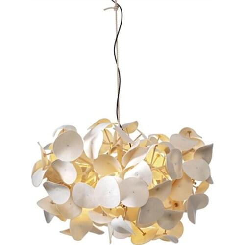 Nordic Creative Fabric Flower Chandelier Modern Led Chandeliers Rustic Bar Bamboo Hanging Lamp Hotel Restaurant Deco Luminaria