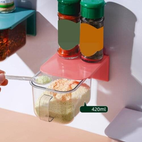 Kitchen Spice Box Seasoning Box Free Perforation Wall Salt Organizer Accessory Spice Hanging Bottle Containers Seasoning Su W9E7