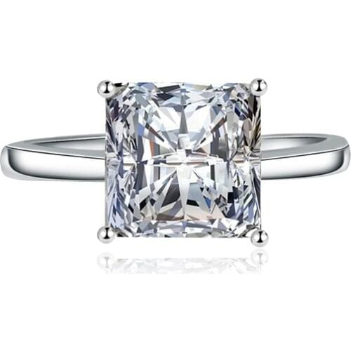 Trendy Square Ring with Zircon Gemstone 925 Silver Jewelry Open Finger Rings for Women Wedding Party Gift Accessories Wholesale