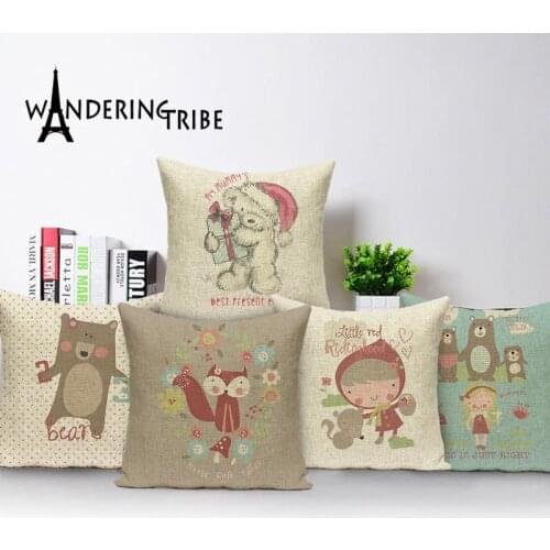 Cartoon Animal Cushions Case Cute Bear Home Decoration Pillow Cases Linen Cushions Cover Morocco Animal Pillow Covers Almofadas
