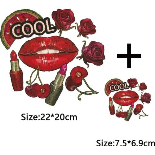 Sex lip Iron On Transfer For Clothes Stripes Women Tshirt DIY Badge Thermo Stickers Transfer Applique On Clothes vinyl Heat DIY