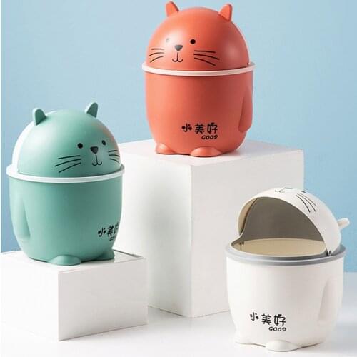 Desktop Creative Trash Can Home Cute Small Dormitory Desk Mini Storage Trash Basket With Lid Coffee Table Decoration