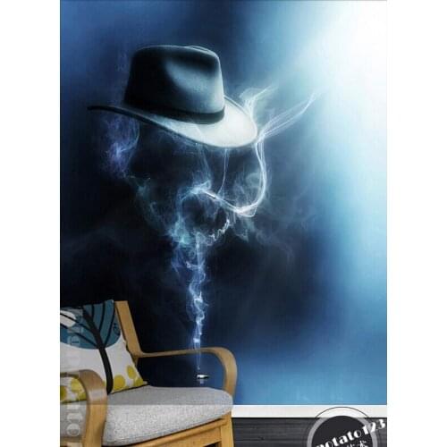 Custom 3D large mural,beautiful fantasy blue smoke hat Art ,living room TV wall bedroom wallpaper