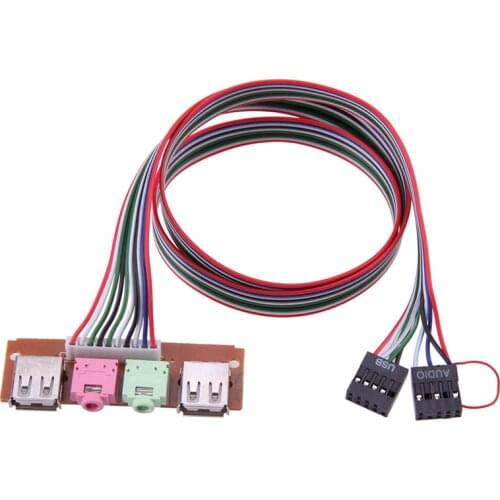 PC Computer Case Front Panel With 2 USB Ports and 2 Audio Jacks With Cable USB Audio Port Mic Earphone Cable