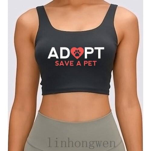 Adopt Save A Pet Women Tank Top Spring Autumn Letters Plus Size XL Printed Funny Casual Unique Loose Crop Top