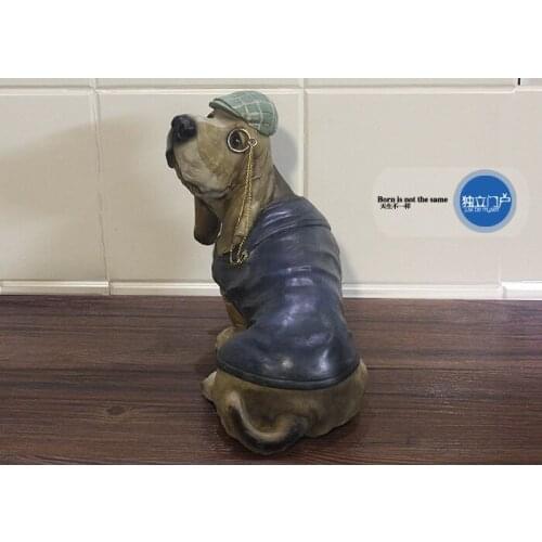 Cute resin Basset Hound dog sculpture home decor crafts room decoration vintage Study office dog ornament resin animal statue