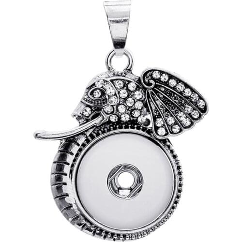 Interchangeable 185 Charm Jewelry For Women Rhinestone Elephant Ginger 18mm Snap Button Jewelry Pendants Necklace