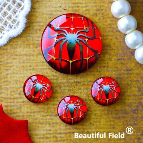 12mm 25mm 14mm 16mm 18mm 20mm Photo Glass Cabochons Round Cameo Set Handmade Settings Stone Spider NLJ254