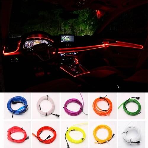 EL Wire 1M 3M 5M Car Interior Atmosphere Lighting Auto LED Strip Rope Auto Decorative Lamp 12V Flexible Neon Light DIY decor USB