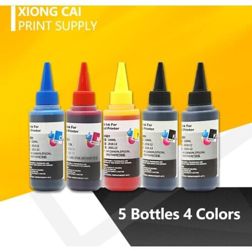 5 Bottles 4 Colors Universal Ink Compatible for Epson for Canon for Brother for Hp all models Inkjet Printers free shipping