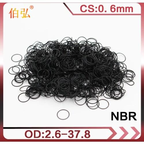 30PCS/lot Rubber Black NBR CS 0.6mm thickness OD2.6/2.7/3.4/4.2/7.2/17.2/33/37.8mm watch ORing Gasket waterproof Nitrile oring