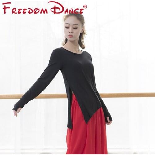 Fingers Covered Long Sleeve Round Collar Women Dance Shirt Yoga Blouse Dance Costume Balllet Jazz Latin Dance Top Dance Costume