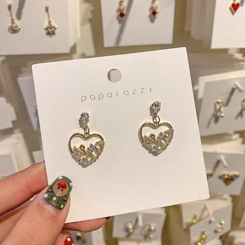 S925 silver needle temperament gold water diamond earrings love Swan girl Earrings Korean elegant women Earrings Party Jewelry