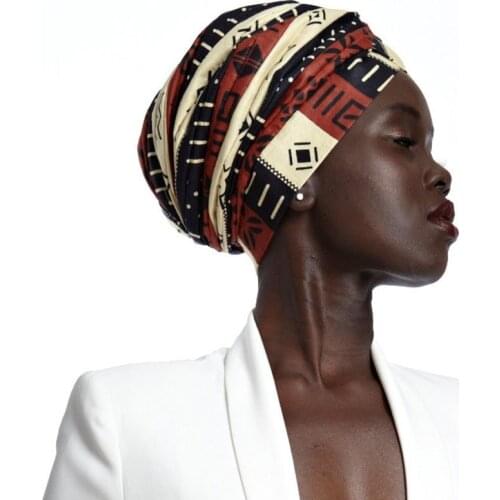 Bohemia style print cotton headscarf turban for women stretchy muslim hijab scarf Africa wrap head scarfs female turban caps