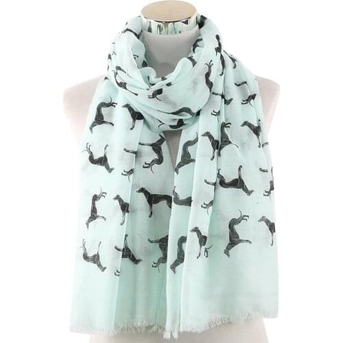 Ladies Animal Printed Scarf New Korean Style High Quality Lovely Dog Shawl 70*180CM Polyester Breathe Tassels Thin Scarf