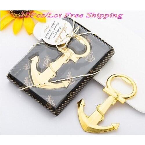 10 Pieces/lot) Gold Event and Party Favors of Anchor bottle opener for Gold wedding souvenirs and Bridal shower party favors