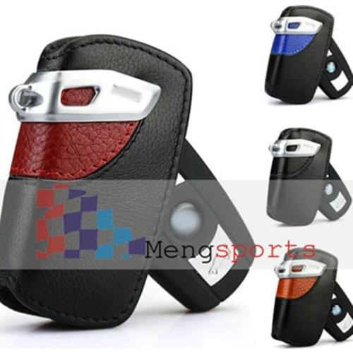 10pcs NEW type Real Leather Carbon Fiber Key Case Holder Black Red Blue Orange Keyring Key Chain with BOX