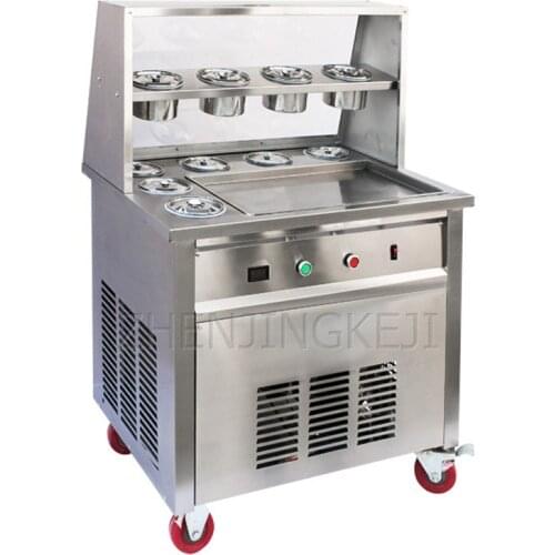 220V Commercial Fried Yogurt Machine Small Delicious Ice Cream Thai Style Coffee Dessert Shop Stainless Steel Equipment 1600W