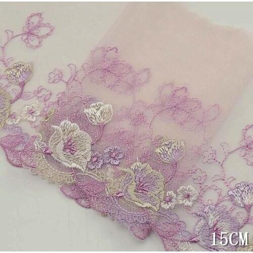 2Yards Handmade DIY Clothing Accessories Wedding Purple Green Floral Embroidery Lace Fabrics Curtains Sofa Sewing Laces Trim