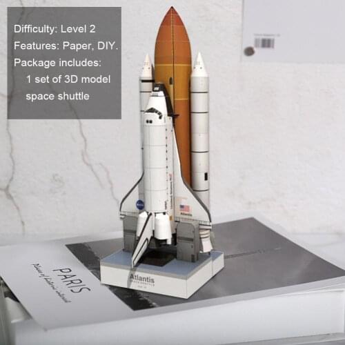 3D Paper Model Space Library Papercraft Cardboard House Children Toys 1: 150 Handmade Paper Model Space Shuttle Simulation Toy