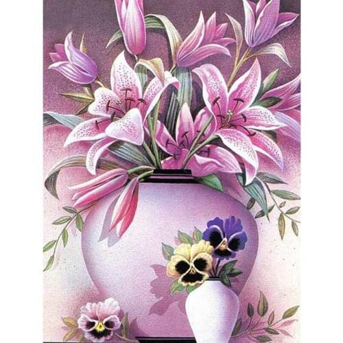 Flower diamond painting full square tulips pot gifts mosaic art sticker embroidery rhinestone picture puzzle toy kids wall decor